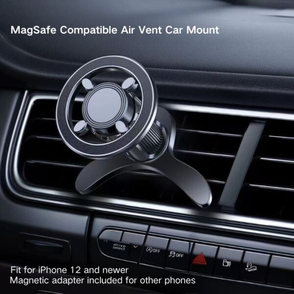 Magnetic Air Vent Car Mount - MagSafe Compatible Phone Holder for Car, Secure Snap-on Vent Clip, Adjustable 360° Rotation (MG02) - Image 3