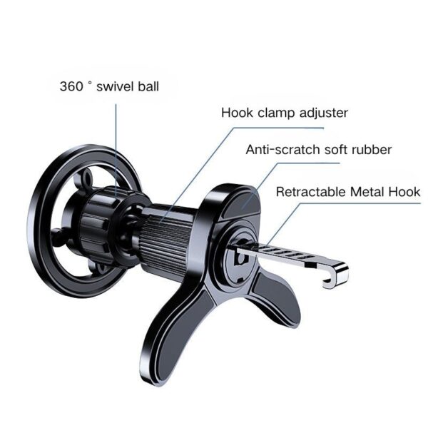 Magnetic Air Vent Car Mount - MagSafe Compatible Phone Holder for Car, Secure Snap-on Vent Clip, Adjustable 360° Rotation (MG02) - Image 4