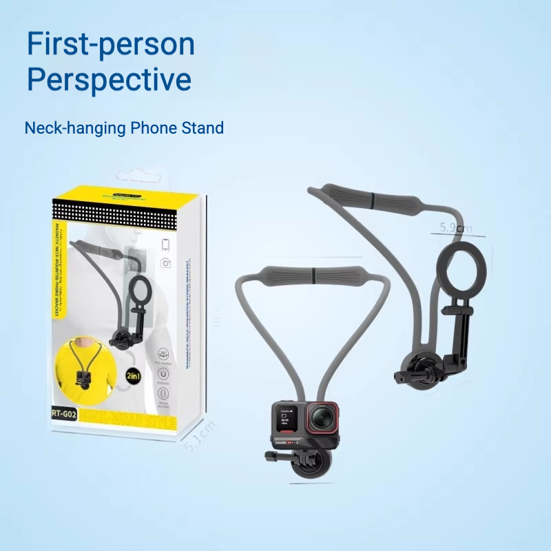 Upgrade Your POV Game: 2026 Newest Magnetic Neck-hanging Phone Holder with Lanyard for Effortless Shooting - Dual Use for GoPro & Mobile, Customizable (RT-G02) - Image 3