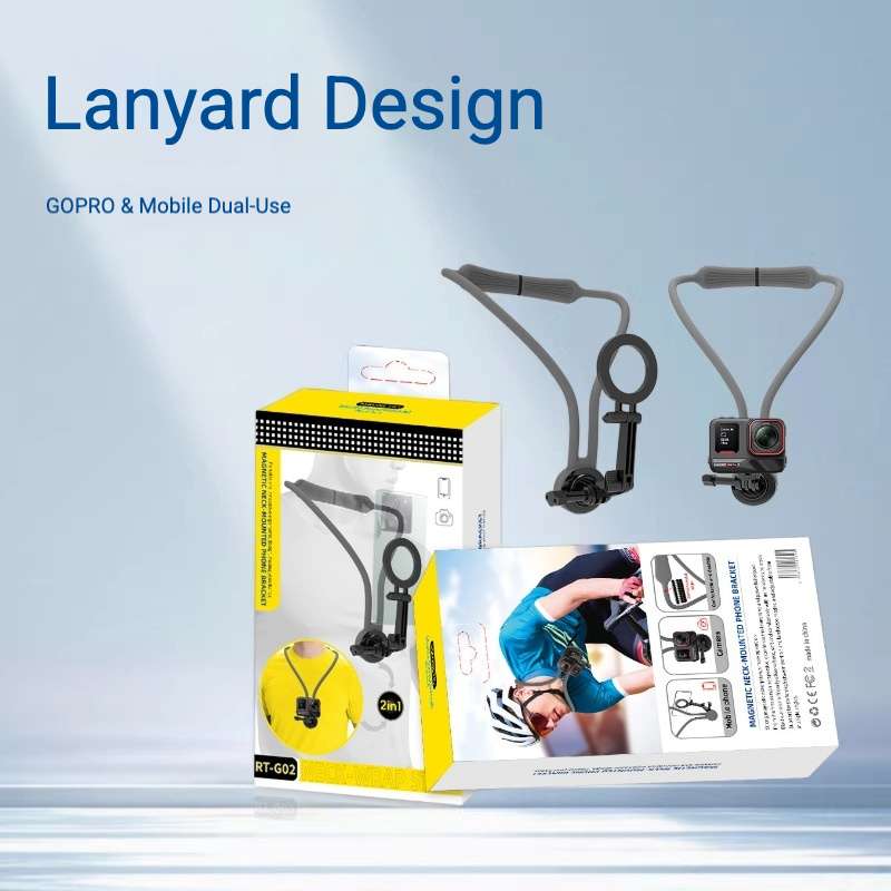 Upgrade Your POV Game: 2026 Newest Magnetic Neck-hanging Phone Holder with Lanyard for Effortless Shooting - Dual Use for GoPro & Mobile, Customizable (RT-G02) - Image 2