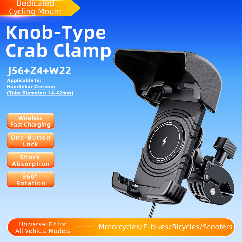 Bike Phone Holder and Charger Wireless, Outdoor Cycling Phone Mount with Fast Charging, Shockproof Anti-Vibration for Motorcycle Electric Bike Scooter, 360° Navigation Handlebar Stand (J56) - Image 2