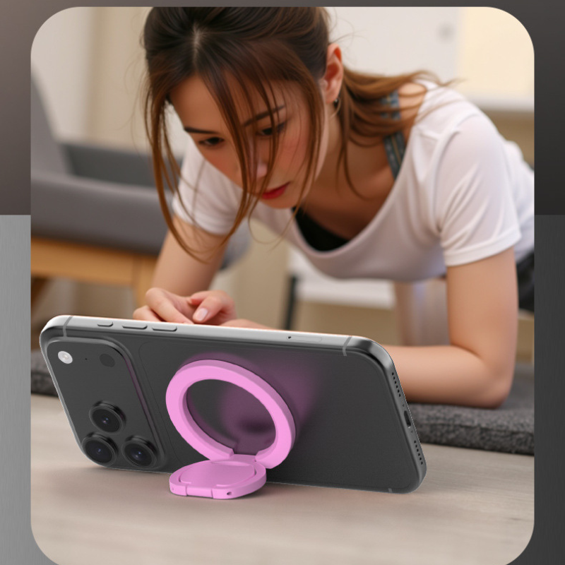 Essential Dual-Sided Magnetic Metal Ring Phone Holder, Ultra-Thin Foldable Desktop Phone Stand, MagSafe Compatible with 360° Rotation & Dual-Axis Adjustment for iPhone Samsung Android (RM-20) - Image 6