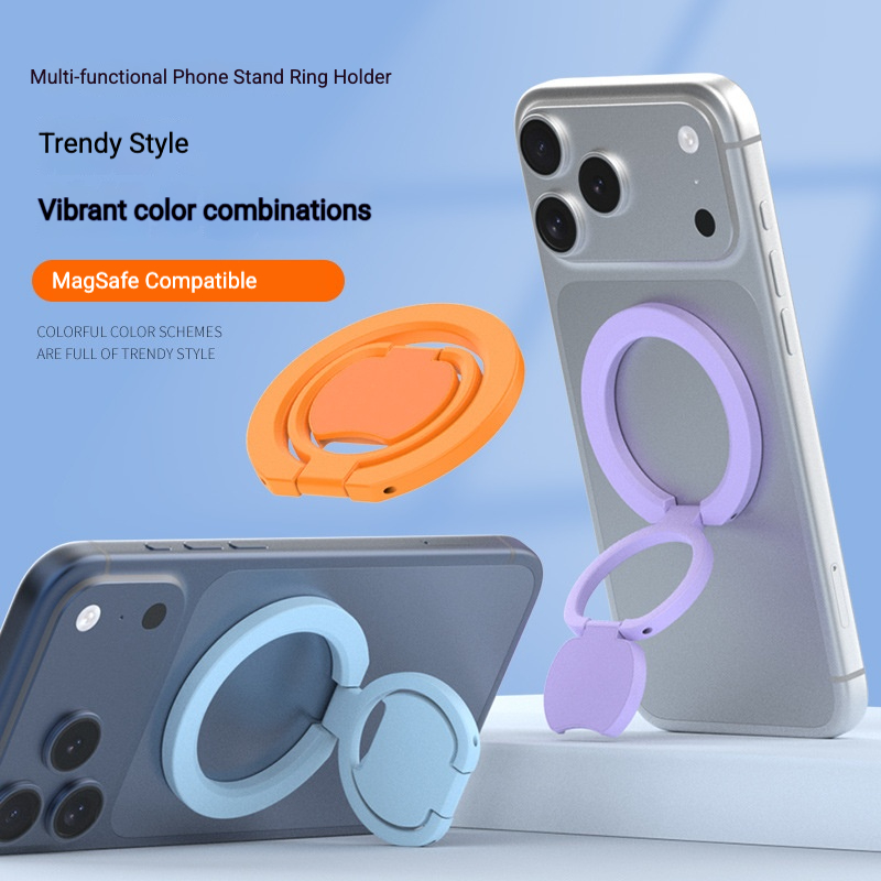 Essential Dual-Sided Magnetic Metal Ring Phone Holder, Ultra-Thin Foldable Desktop Phone Stand, MagSafe Compatible with 360° Rotation & Dual-Axis Adjustment for iPhone Samsung Android (RM-20) - Image 4
